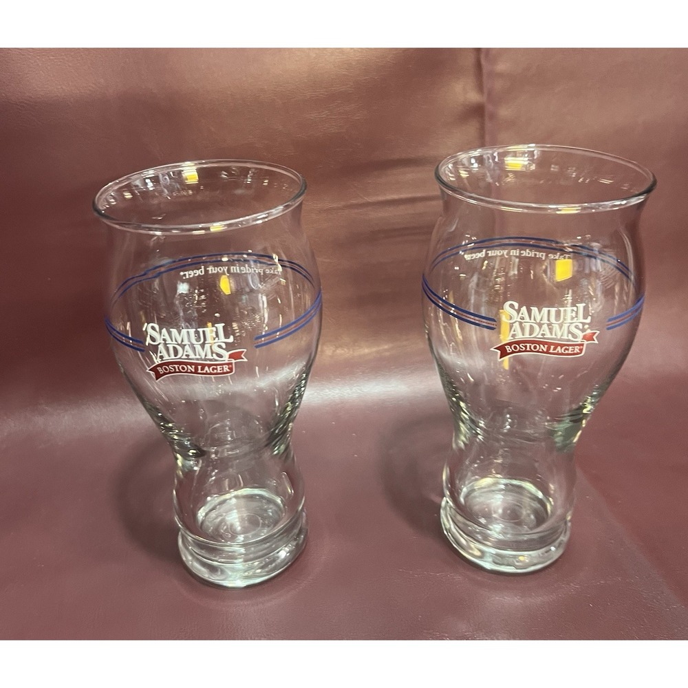 Lot Of 2 Samuel Adams Boston Lager "take pride in your beer" 16oz. Lager glasses